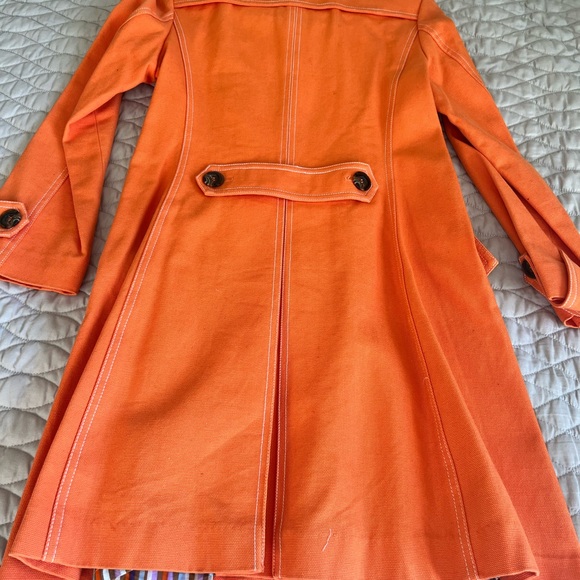 MAX D&G ORANGE COTTON TRENCH COAT SIZE MEDIUM WITH DETACHABLE BIB - Picture 5 of 14